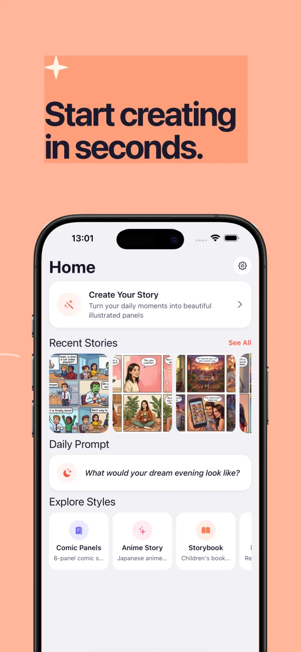 Start creating in seconds