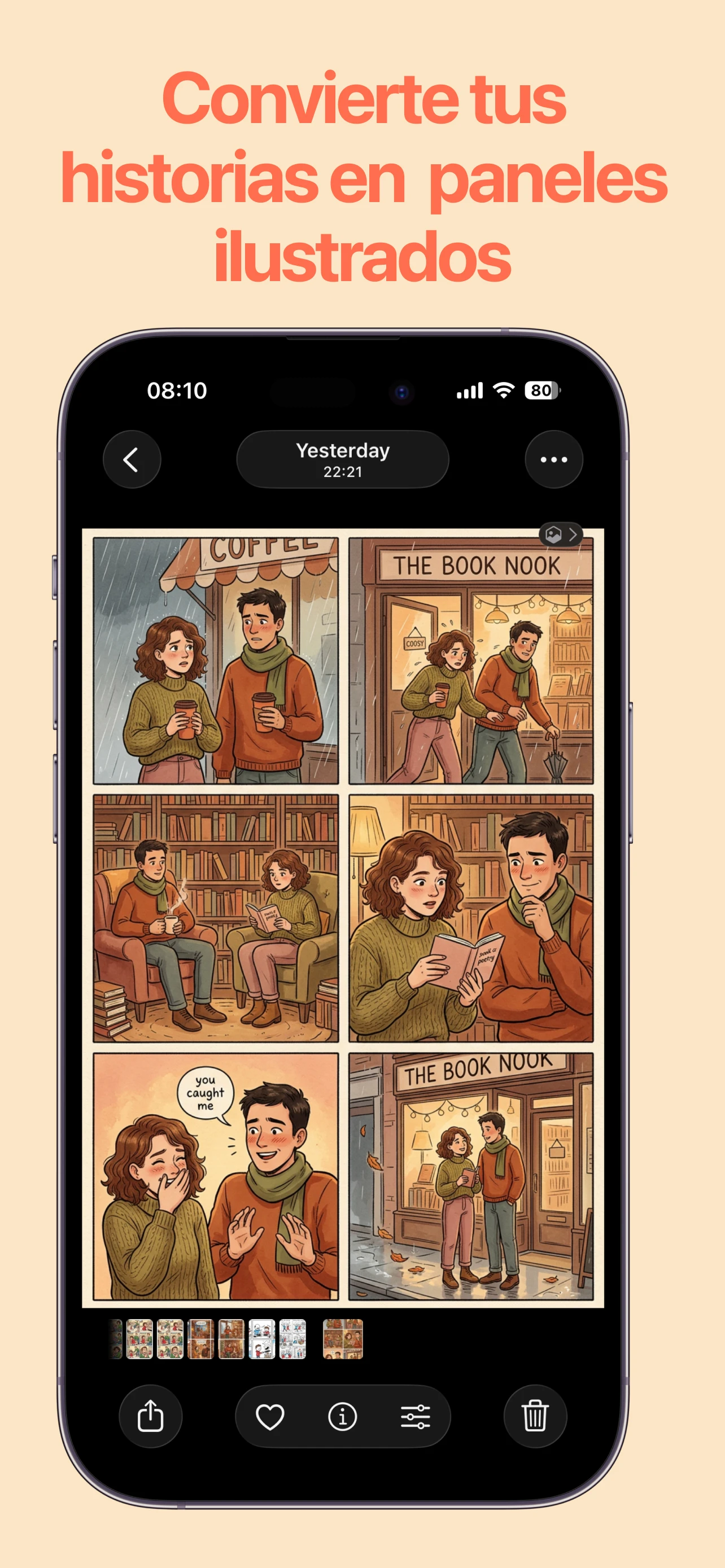 Stoodl app showing illustrated story panels
